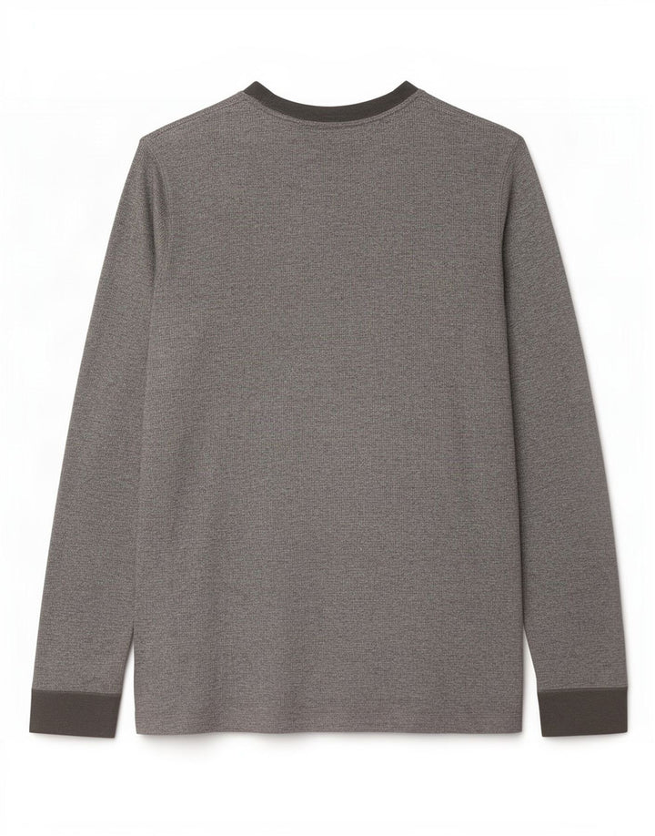 Camiseta Hollister Hombre Manga Larga Algodón Moteado Gris Grande