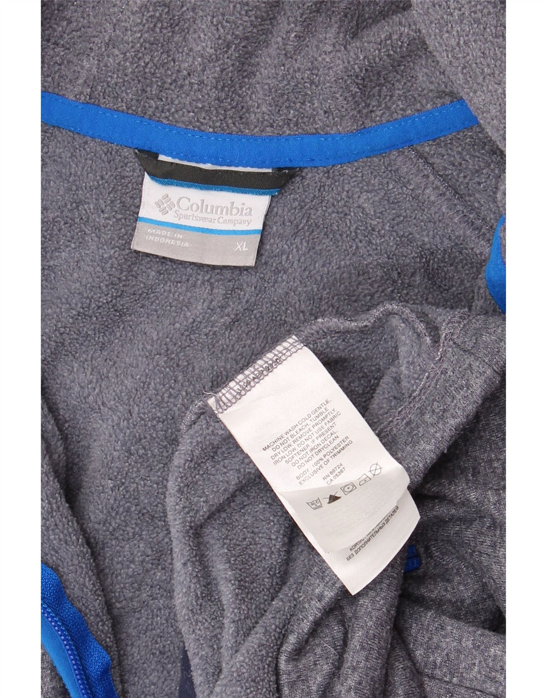 COLUMBIA Suéter con capucha y cremallera para hombre XL Poliéster moteado azul marino