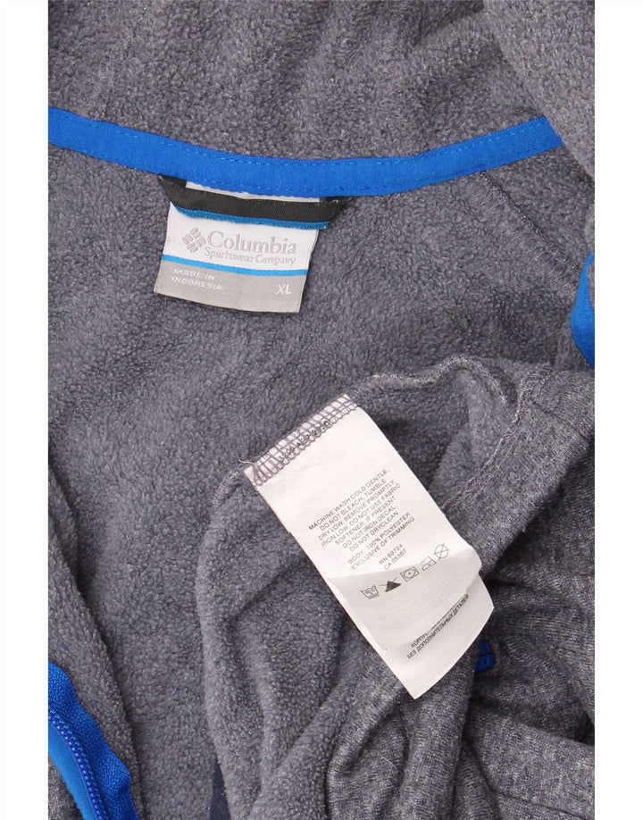 COLUMBIA Suéter con capucha y cremallera para hombre XL Poliéster moteado azul marino