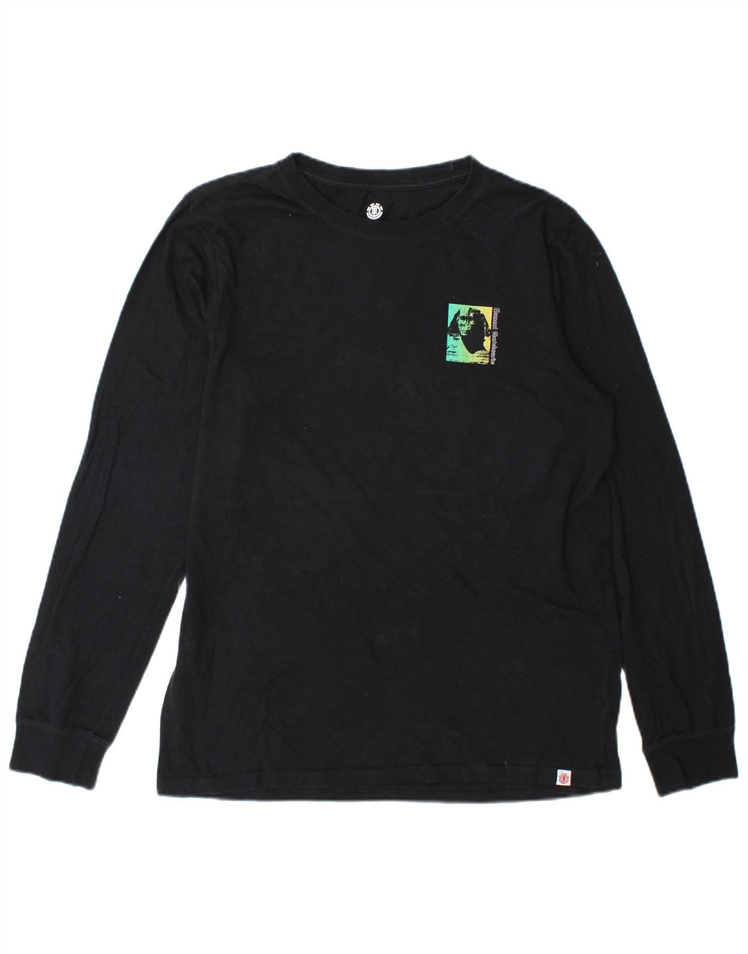 Element Top gráfico para hombre de manga larga de algodón negro mediano