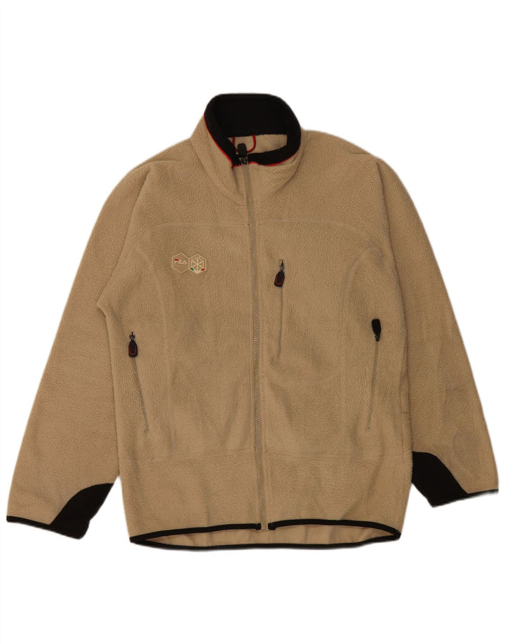 FILA Chaqueta polar para hombre UK 36 Small Beige Colorblock Poliéster