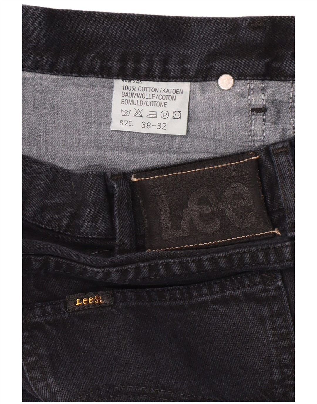 LEE Vaqueros rectos Kansas para hombre W38 L32 Algodón negro
