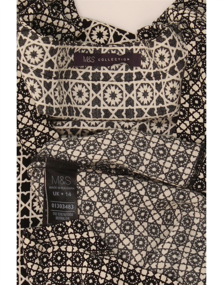 MARKS & SPENCER Vestido recto para mujer UK 44 Viscosa geométrica negra grande