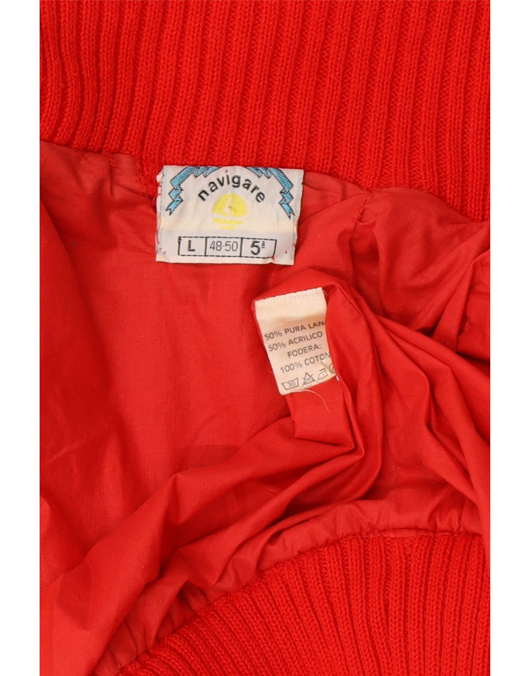 Navigare Cárdigan para Hombre IT 48/50 Lana Roja Mediana