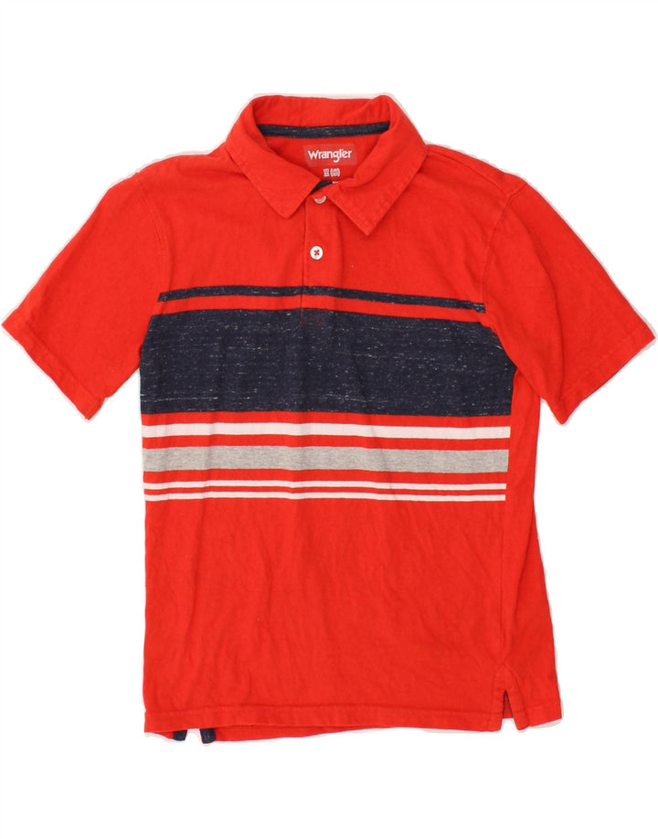 WRANGLER Boys Polo Shirt 7-8 Years Medium Red Colourblock Cotton | Vintage Wrangler | Thrift | Second-Hand Wrangler | Used Clothing | Messina Hembry 