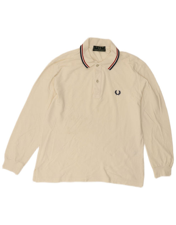 Fred Perry Polo De Manga Larga Para Hombre Pequeño De Algodón Blanco Roto