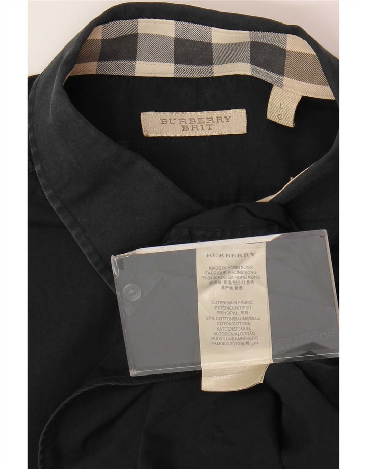 Burberry Camisa BRIT para hombre grande de algodón azul marino