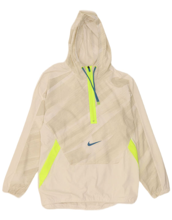 Nike - Chaqueta impermeable con capucha para hombre, ajuste holgado, talla 40, color beige, a rayas