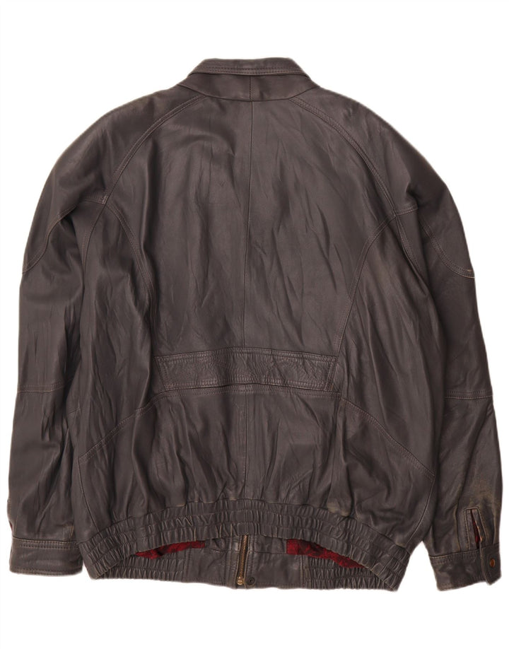 Chaqueta de cuero vintage para hombre IT 60 4XL Gris