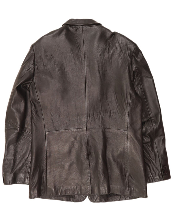 Mexx Chaqueta Blazer de Cuero con 2 Botones para Hombre IT 52 XL Cuero Negro