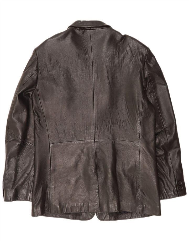Mexx Chaqueta Blazer de Cuero con 2 Botones para Hombre IT 52 XL Cuero Negro