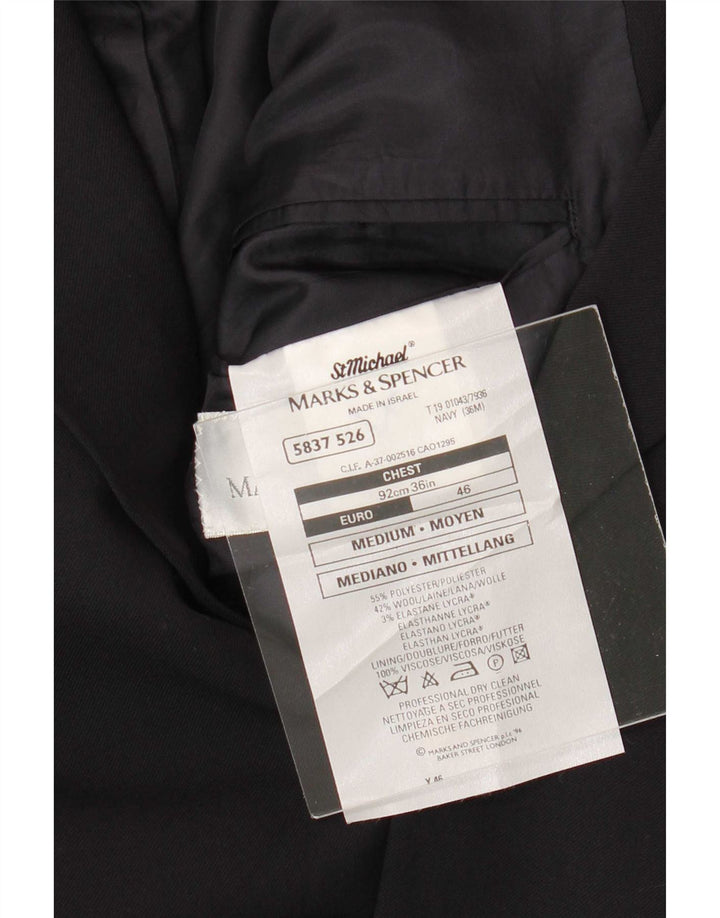 Marks & Spencer Chaqueta tipo blazer de 2 botones para hombre UK 36 Small Poliéster azul marino