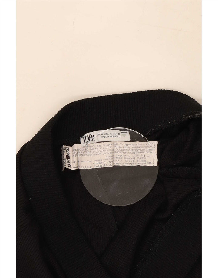 Zara Mujer Pantalones De Chándal Acampanados UK 42 Medio Negro Poliéster
