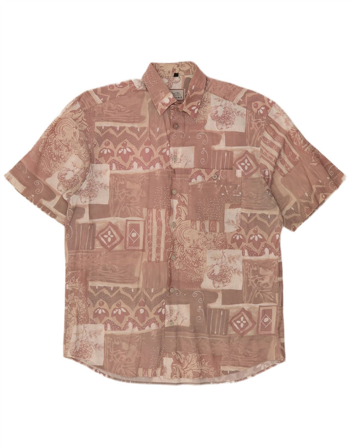 ARPINO Camisa Manga Corta Hombre Talla 39/40 Medium Rosa Patchwork