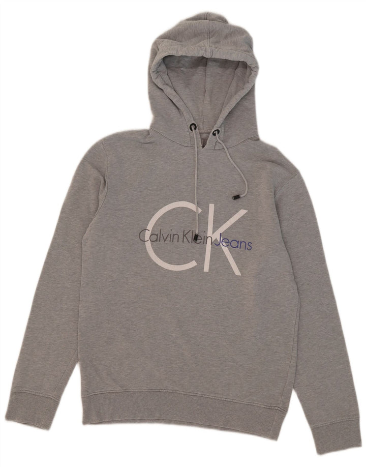 Calvin Klein Jeans Hombre Sudadera Con Capucha Gráfica Gris Medio