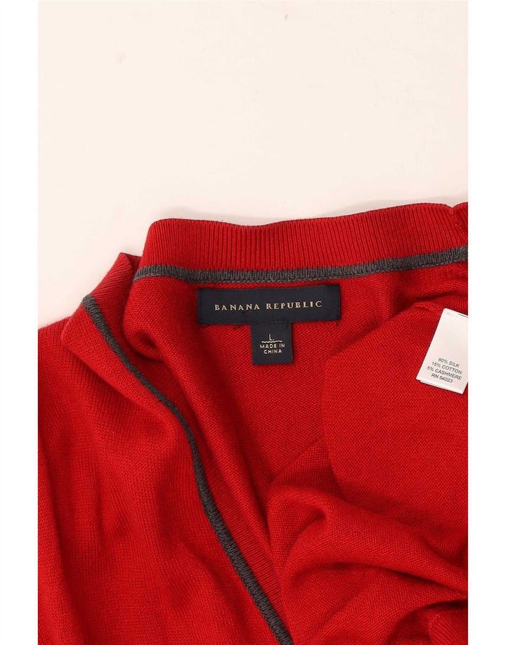 Banana Republic - Cárdigan para hombre, talla grande, seda roja