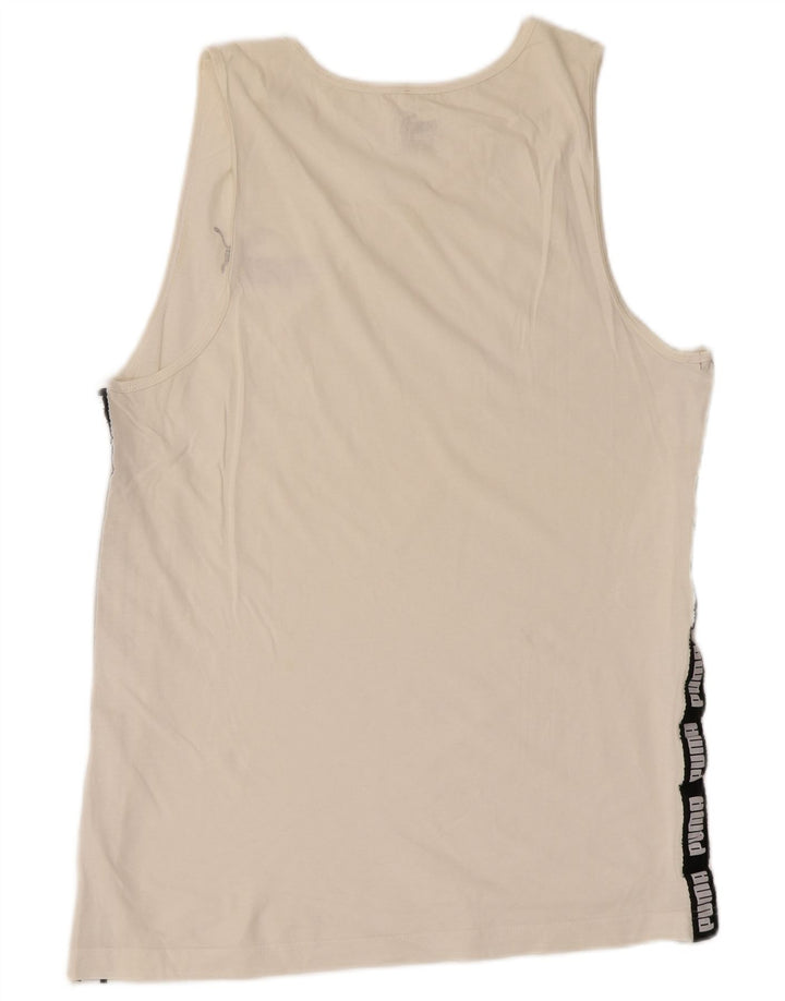 Puma Camiseta sin mangas con gráfico en bloques de color blanco mediano para hombre