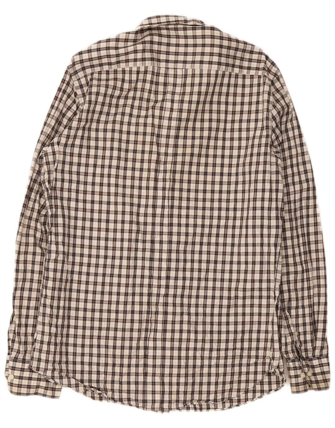 Massimo Dutti Hombre Camisa Franela Large Cuadros Marrón