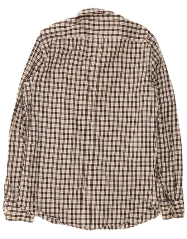 Massimo Dutti Hombre Camisa Franela Large Cuadros Marrón