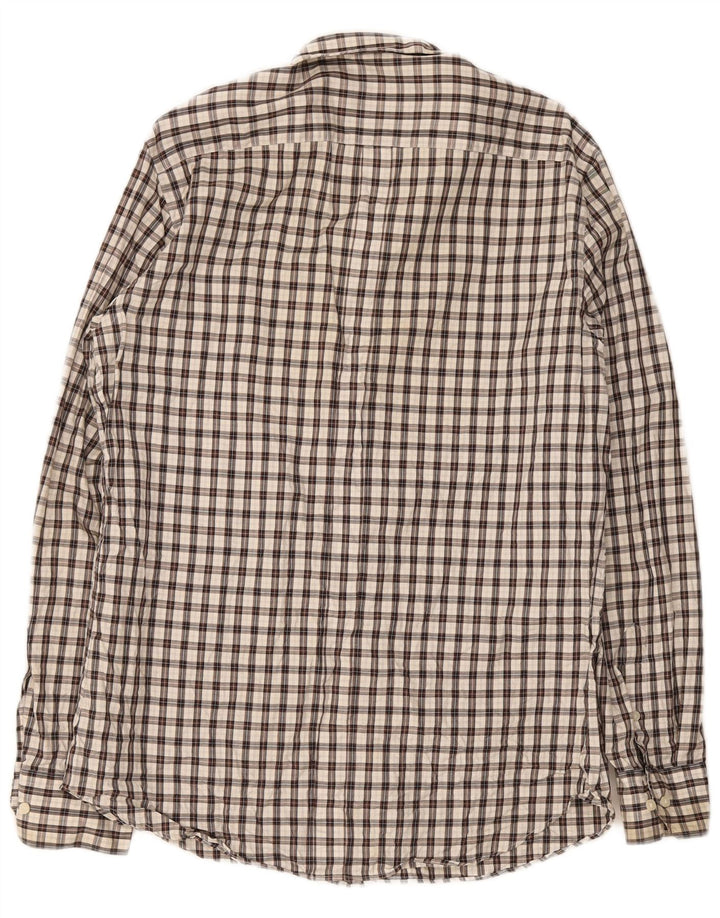 Massimo Dutti Hombre Camisa Franela Large Cuadros Marrón