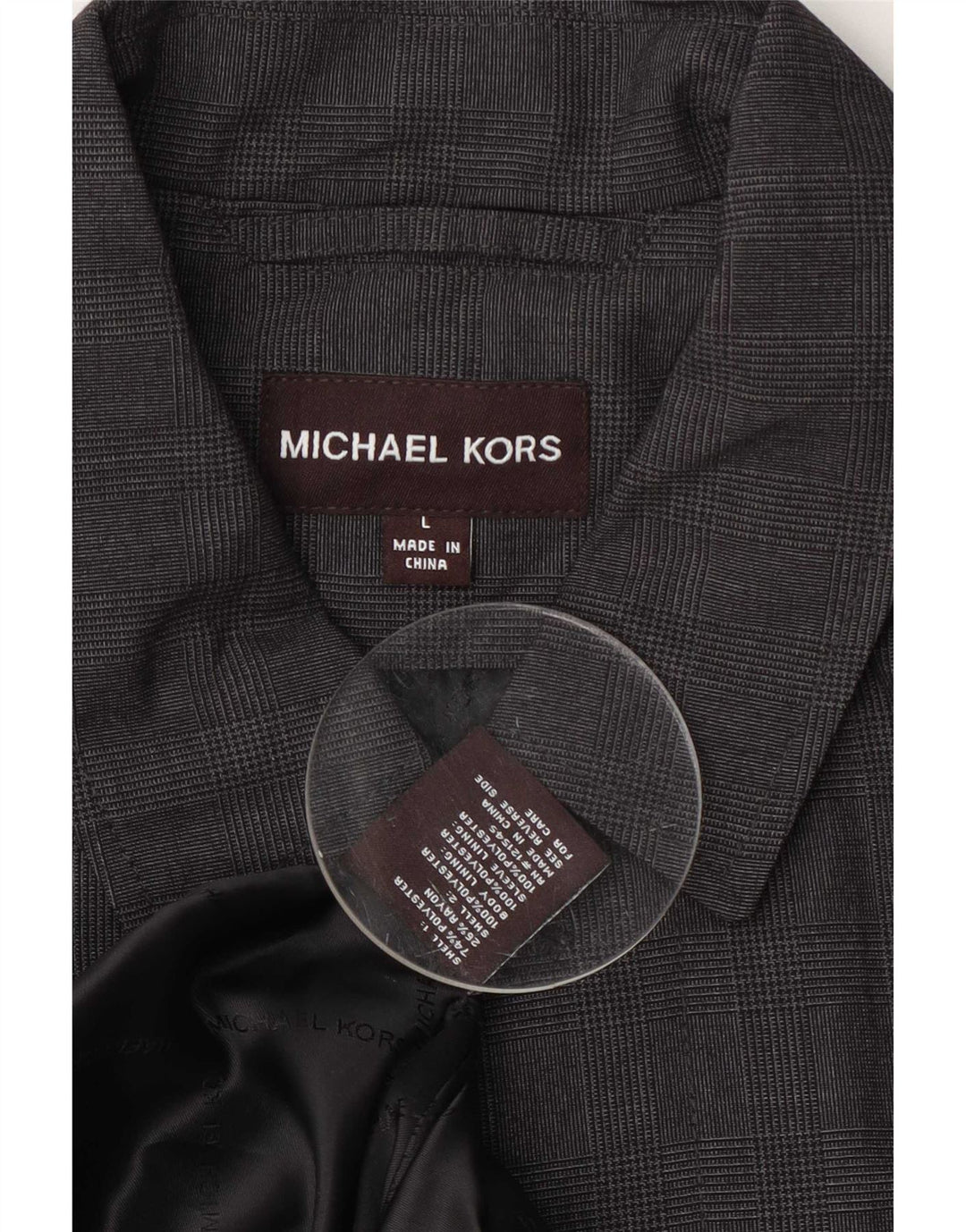 Michael Kors Abrigo para hombre UK 40 Grande Gris Cuadros Poliéster