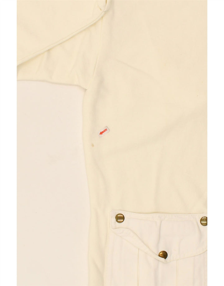 VINTAGE Womens 3/4 Sleeve Sweatshirt Jumper UK 12 Medium Off White Vintage Vintage and Second-Hand Vintage from Messina Hembry 