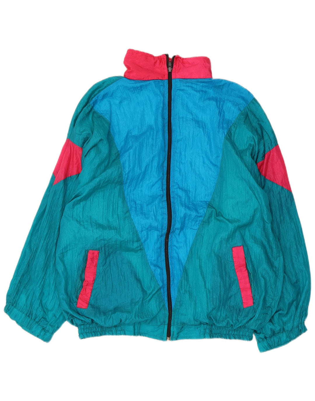 Vintage Hombre Chándal Completo XL Azul Colorblock Nylon