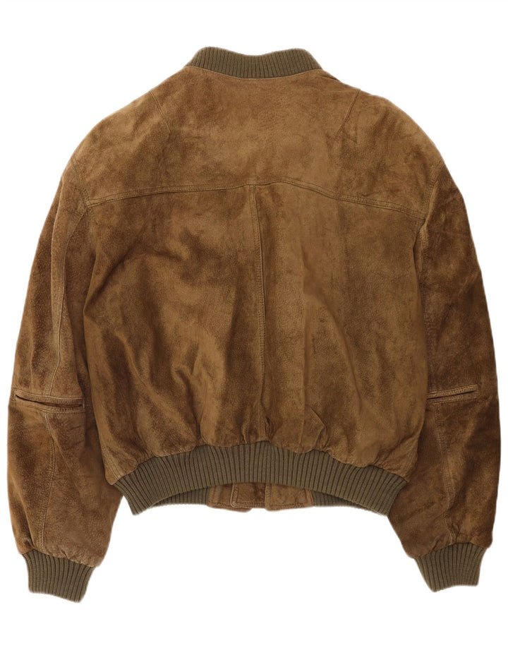 Pierre Cardin Chaqueta bomber de ante para hombre EU 52 XL Cuero caqui