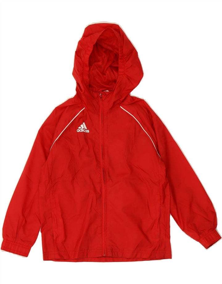 ADIDAS Boys Hooded Rain Jacket 5-6 Years Red Nylon Vintage Adidas and Second-Hand Adidas from Messina Hembry 