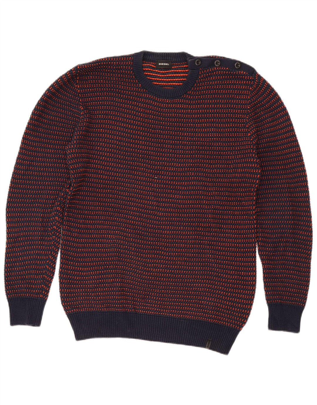 Diesel Hombre Jersey Con Cuello Redondo Jersey De Algodón A Rayas Azul Marino Medio