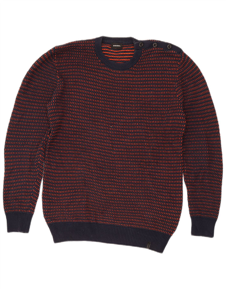 Diesel Hombre Jersey Con Cuello Redondo Jersey De Algodón A Rayas Azul Marino Medio