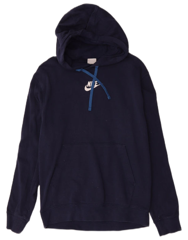 Nike Jersey con capucha gráfica para hombre, talla pequeña, algodón azul marino con bloques de color