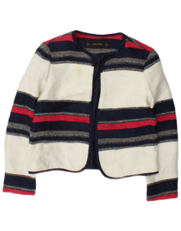 Zara Chaqueta Bolero Abierta para Mujer UK 10 Small White Stripes