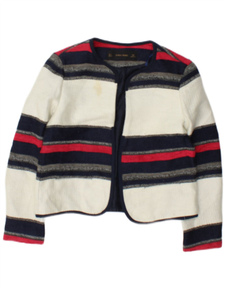 Zara Chaqueta Bolero Abierta para Mujer UK 10 Small White Stripes