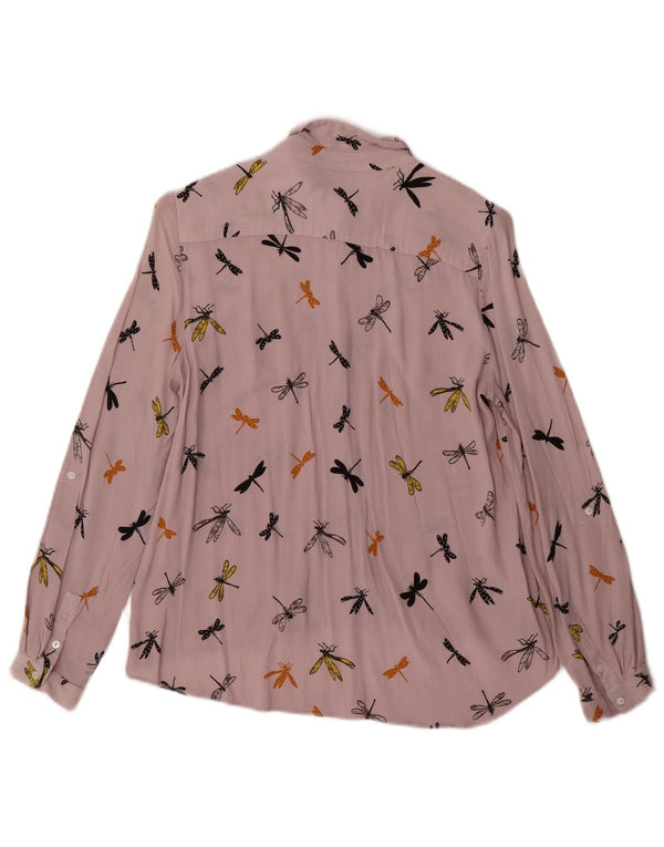 ZARA Blusa camisera con estampado abstracto para mujer UK 6 XS Morado