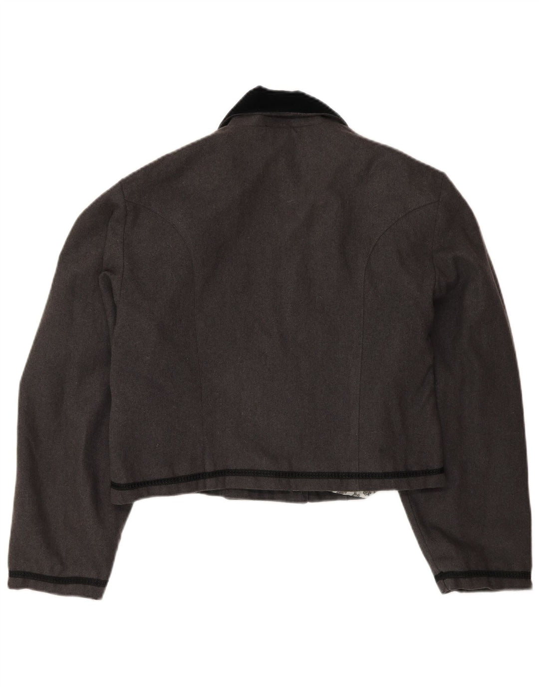 Vintage mujer crop blazer chaqueta Reino Unido 14 bloque de color gris medio