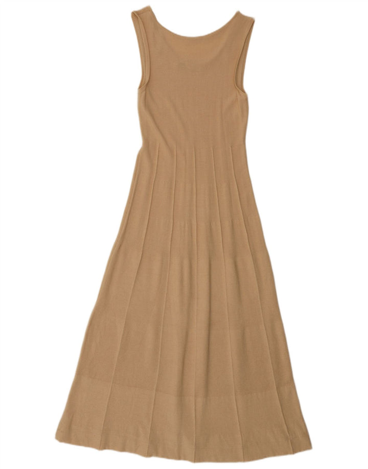 Zara Mujer Maxi Vestido Sin Mangas UK 42 Medio Beige