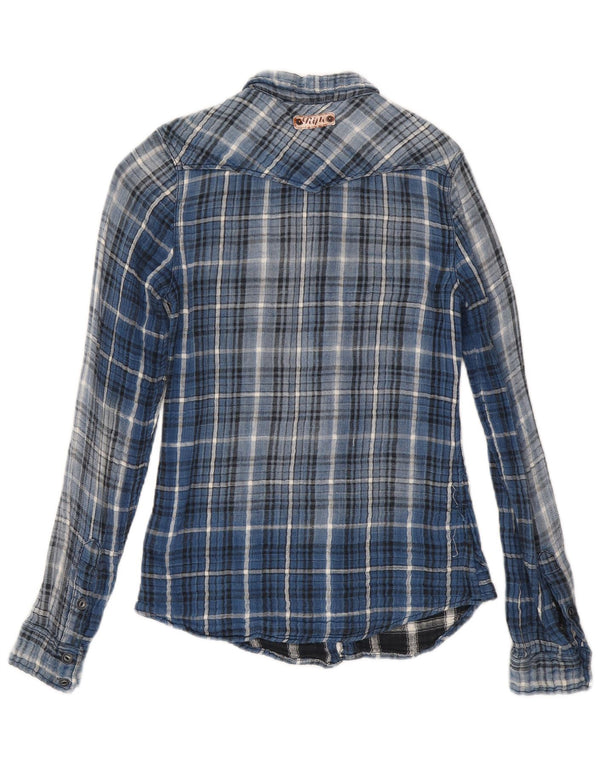 Camisa de franela para hombre Rifle Small Blue Check Cotton