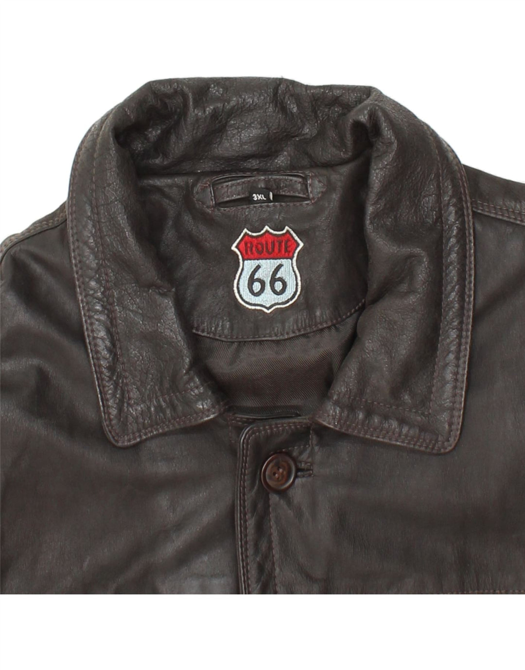 ROUTE 66 Abrigo de cuero para hombre UK 46 3XL Cuero negro