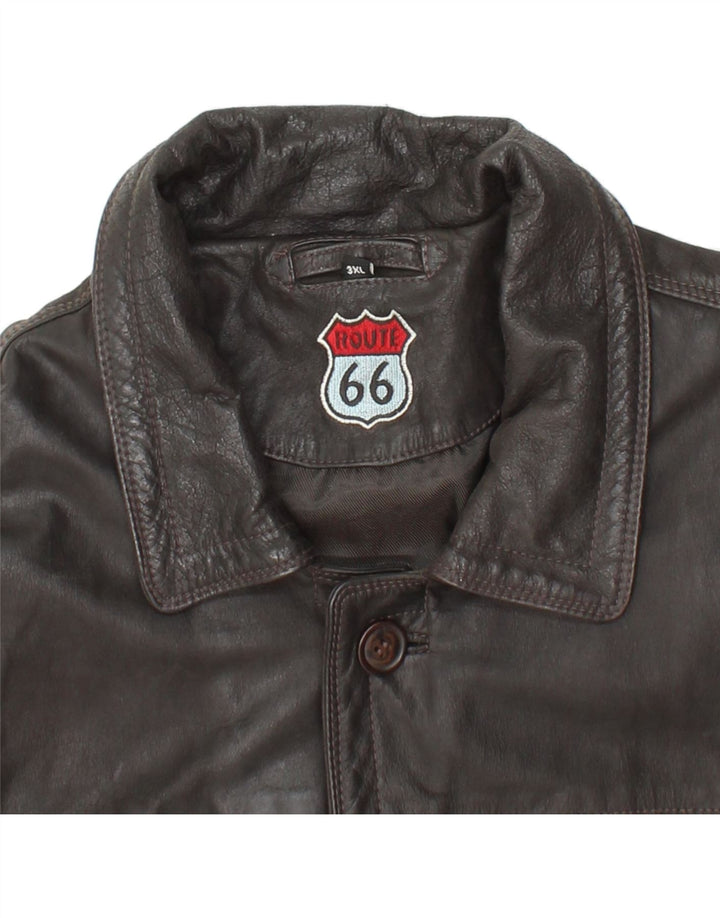 ROUTE 66 Abrigo de cuero para hombre UK 46 3XL Cuero negro