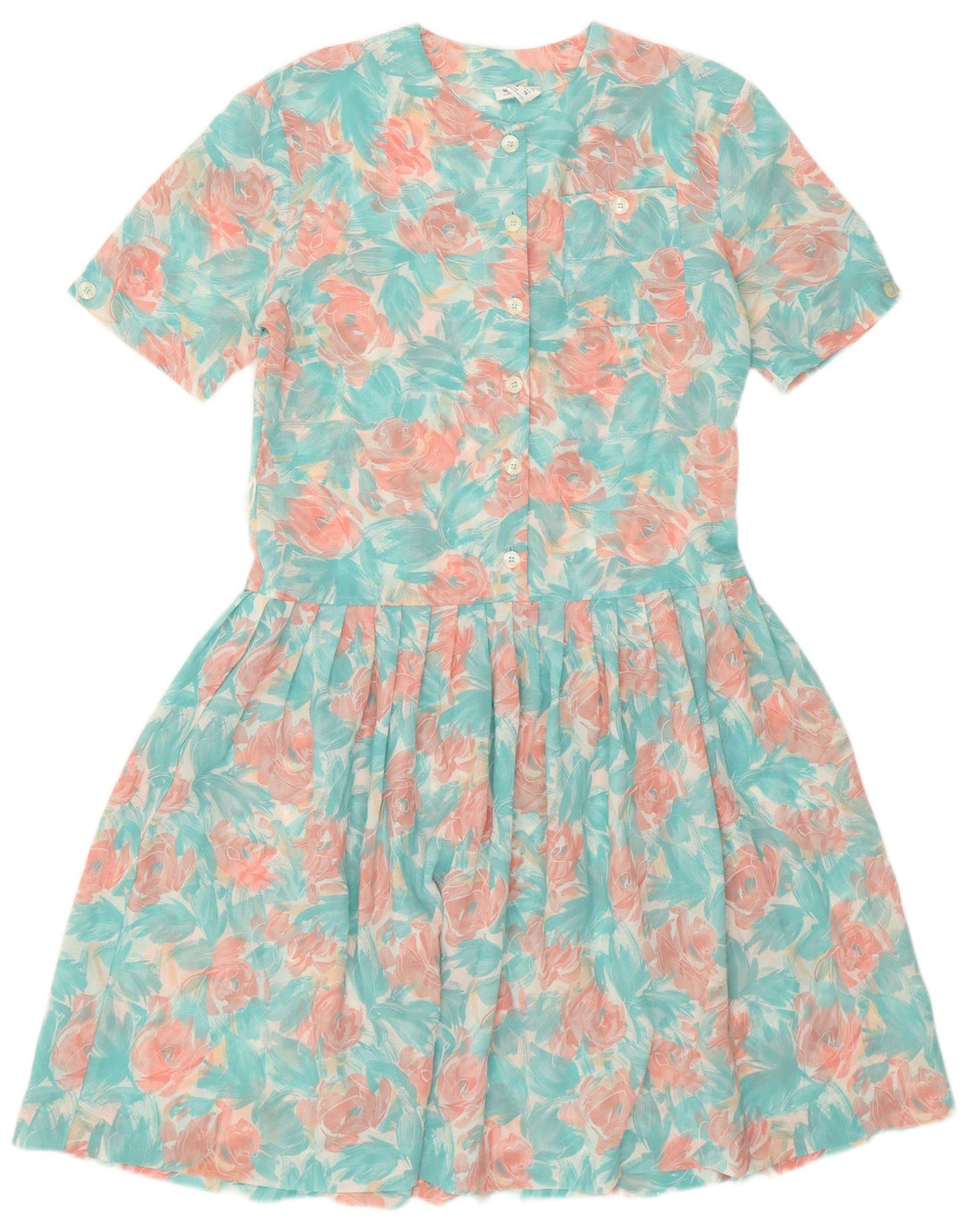 Eastex Vestido con vuelo para mujer UK 40 Medio Turquesa Floral Poliéster