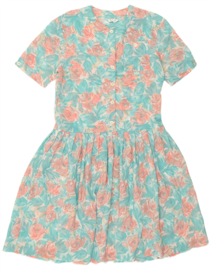 Eastex Vestido con vuelo para mujer UK 40 Medio Turquesa Floral Poliéster