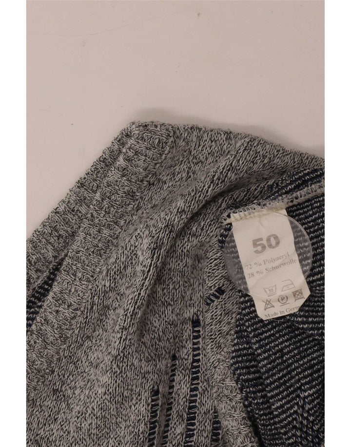 Vintage hombres chaleco camiseta sin mangas EU 50 gris medio geométrico poliacrílico
