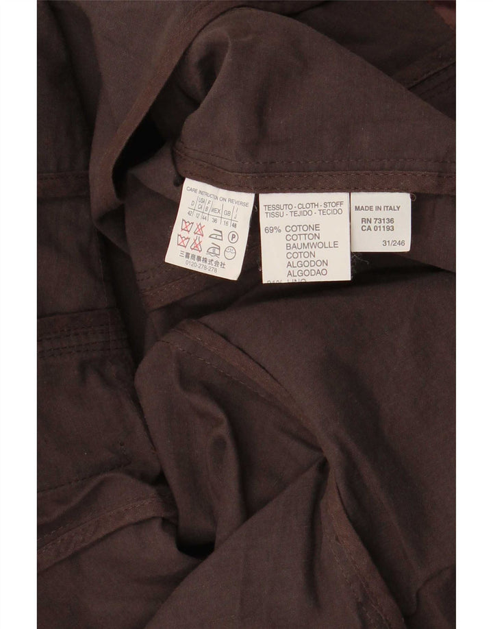 Marella Chaqueta Blazer de 2 Botones para Mujer UK 46 Grande Algodón Marrón