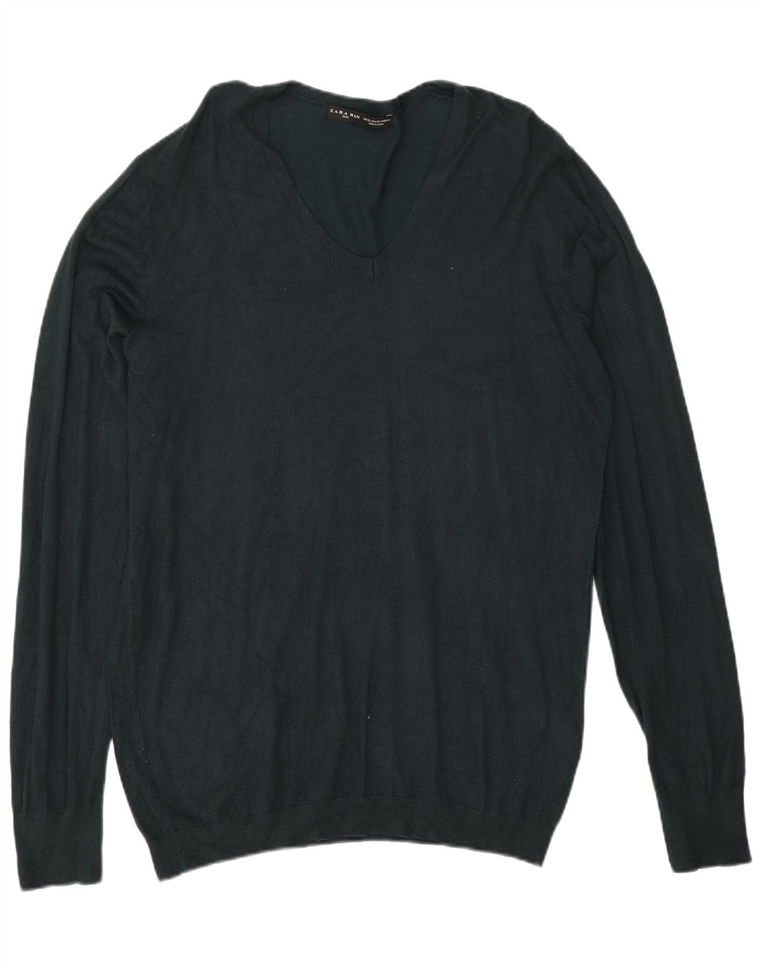 Zara Hombre Jersey Cuello Pico XL Viscosa Verde