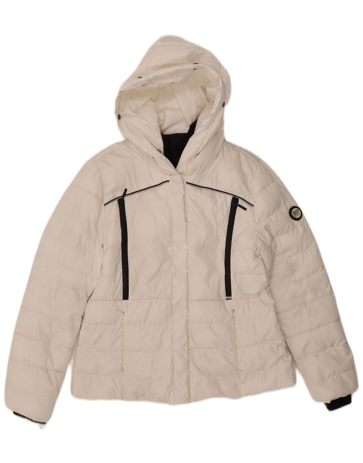 Superdry Chaqueta Acolchada Con Capucha Para Mujer UK 44 Poliéster Blanco Grande