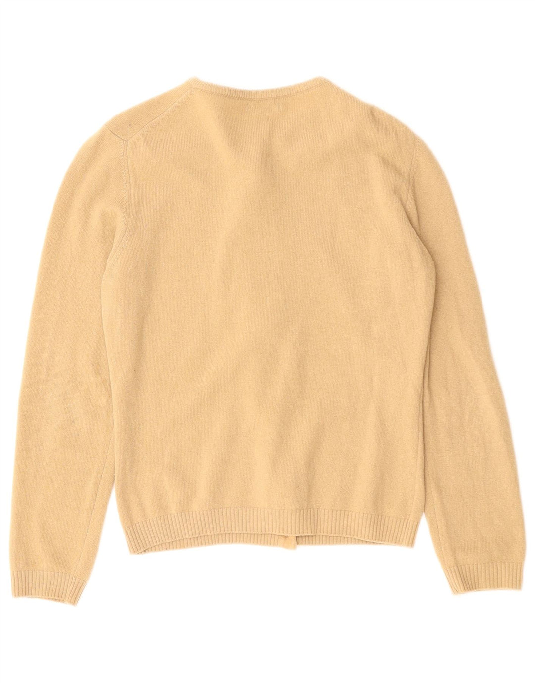 BENETTON Suéter Cárdigan para Mujer UK 10 Small Beige Lana Virgen