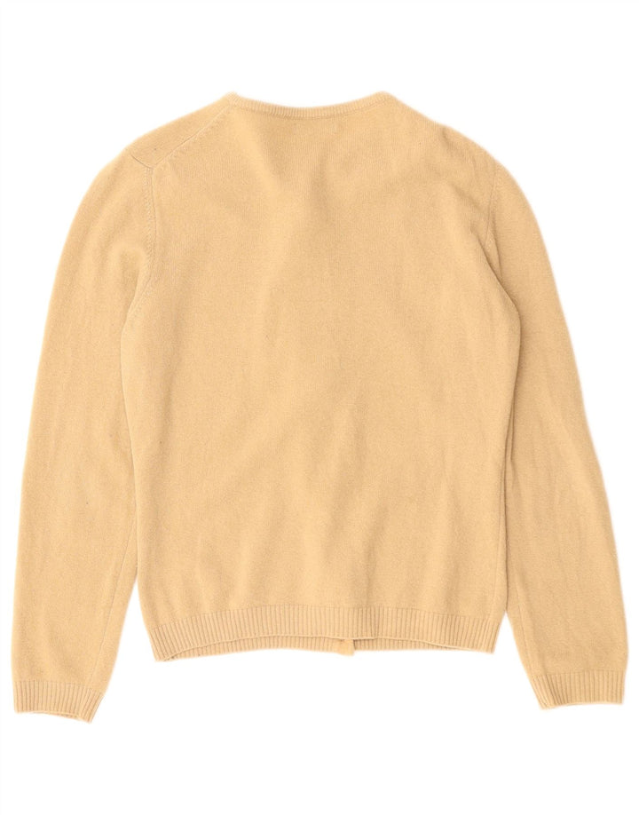 BENETTON Suéter Cárdigan para Mujer UK 10 Small Beige Lana Virgen