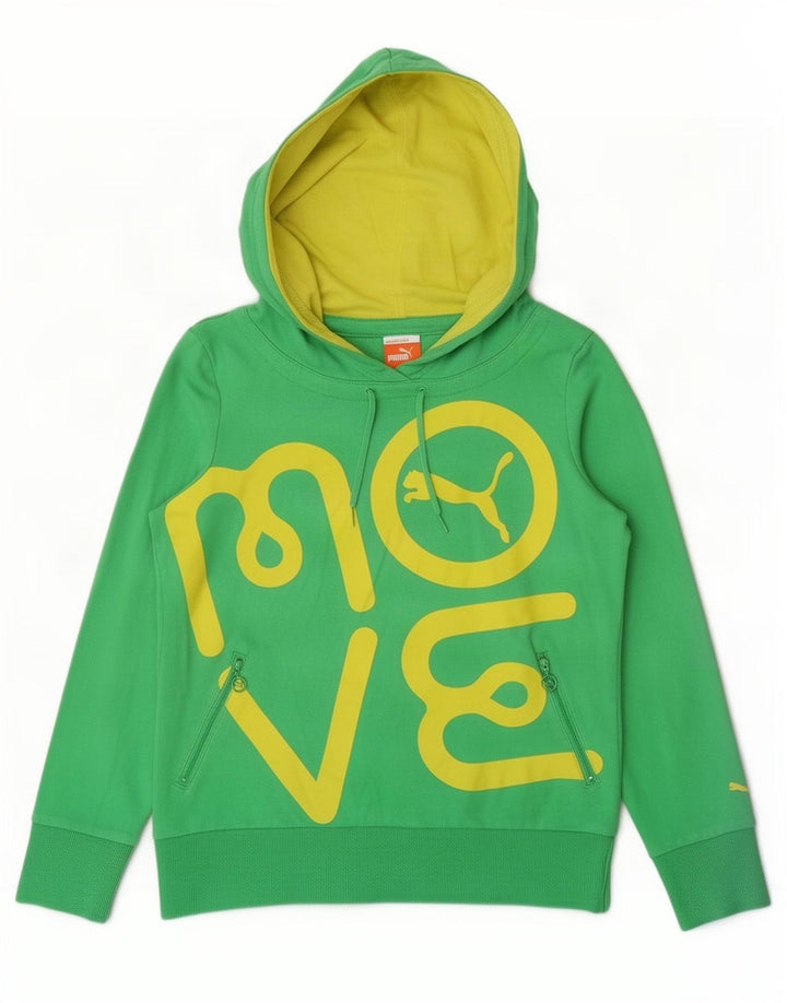Puma - Sudadera con capucha para mujer, diseño gráfico, talla 40, color verde medio