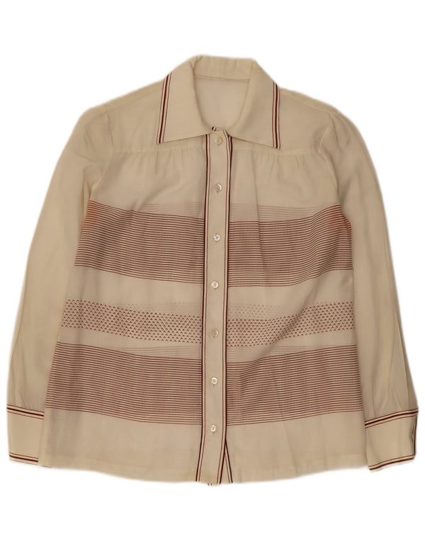 Vintage mujer camisa blusa Reino Unido 14 medio de rayas blancas